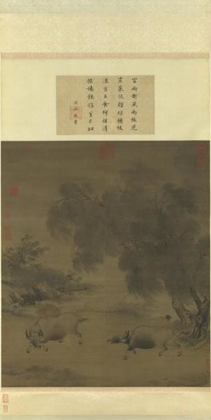 宋 李迪风雨归牧　轴